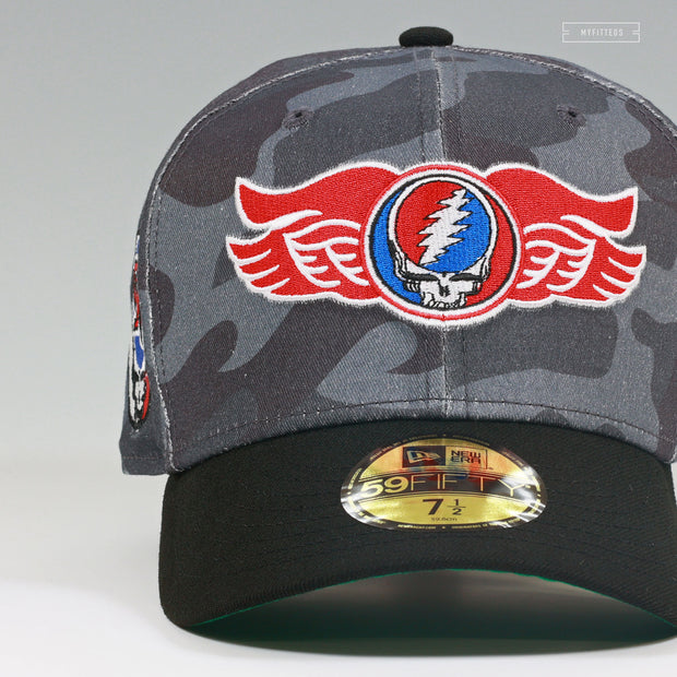 ROCHESTER RED WINGS X GRATEFUL DEAD THEME NIGHT GRUNGE CAMO NEW ERA FITTED CAP