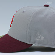 LOS ANGELES DODGERS 50TH ANNIVERSARY "WOLF STORM GRAY INTENSE MAROON" NEW ERA FITTED CAP