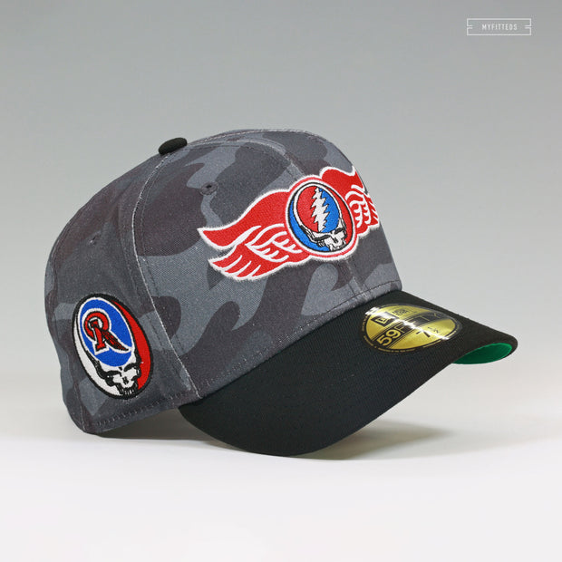 ROCHESTER RED WINGS X GRATEFUL DEAD THEME NIGHT GRUNGE CAMO NEW ERA FITTED CAP