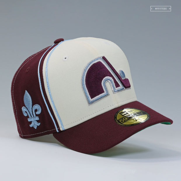 QUEBEC NORDIQUES FLEUR DE LIS REVERSE RETRO DIAGONAL BLOCK NEW ERA FITTED CAP