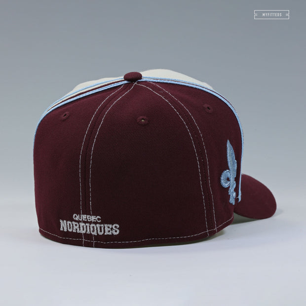 QUEBEC NORDIQUES FLEUR DE LIS REVERSE RETRO DIAGONAL BLOCK NEW ERA FITTED CAP