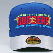 LOS ANGELES DODGERS FROM JAPAN TO LA DODGER STADIUM SASAKI YAMAMOTO OHTANI NEW ERA CAP