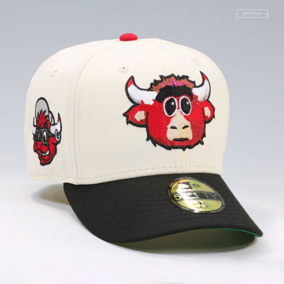 CHICAGO BULLS BENNY THE BULL OFF WHITE JET BLACK MASCOT NEW ERA FITTED CAP