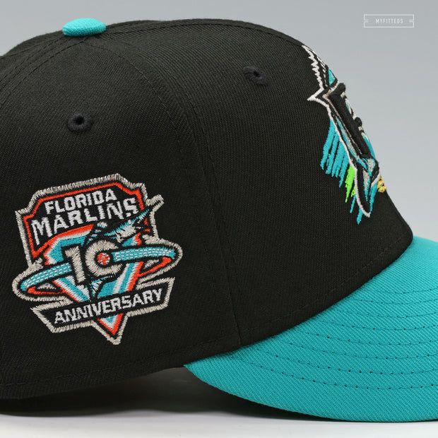 FLORIDA MARLINS 10TH ANNIVERSARY RACING STRIPES AIR MAX 95 INSPIRED NEW ERA FITTED CAP