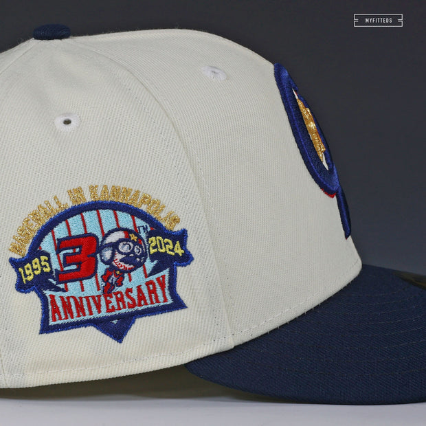 KANAPOLIS CANNON BALLERS 30TH ANNIVERSARY OFF WHITE EVEL KNIEVEL NEW ERA FITTED CAP