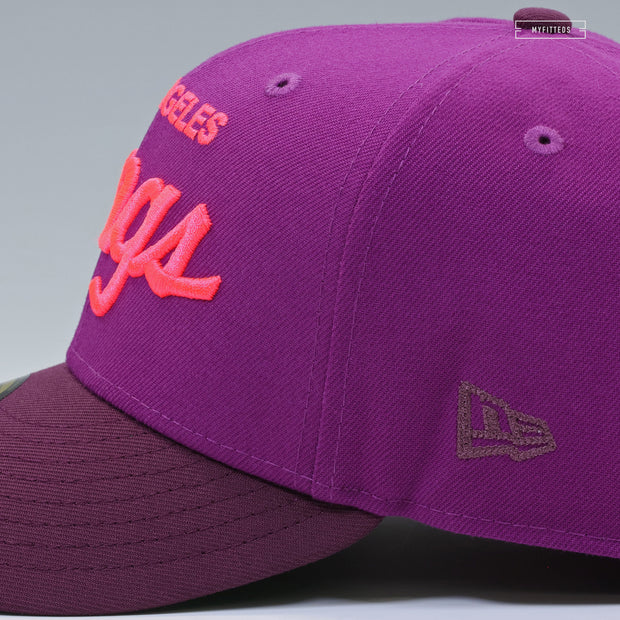 LOS ANGELES KINGS CROSSED STICKS AND HOCKEY MASK GRAPE SODA NEW ERA FITTED CAP