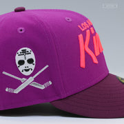 LOS ANGELES KINGS CROSSED STICKS AND HOCKEY MASK GRAPE SODA NEW ERA FITTED CAP