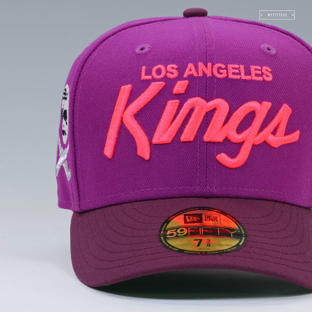 LOS ANGELES KINGS CROSSED STICKS AND HOCKEY MASK GRAPE SODA NEW ERA FITTED CAP