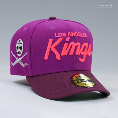 LOS ANGELES KINGS CROSSED STICKS AND HOCKEY MASK GRAPE SODA NEW ERA FITTED CAP