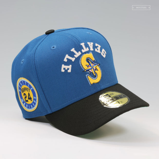 SEATTLE MARINERS KEN GRIFFEY JR. #24 CHAIN STITCH UPSIDE DOWN SEATTLE NEW ERA FITTED CAP
