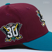 ANAHEIM MIGHTY DUCKS 30TH ANNIVERSARY JERSEY INSPIRED SHY PINK UV NEW ERA FITTED CAP