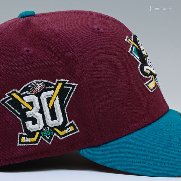 ANAHEIM MIGHTY DUCKS 30TH ANNIVERSARY JERSEY INSPIRED SHY PINK UV NEW ERA FITTED CAP