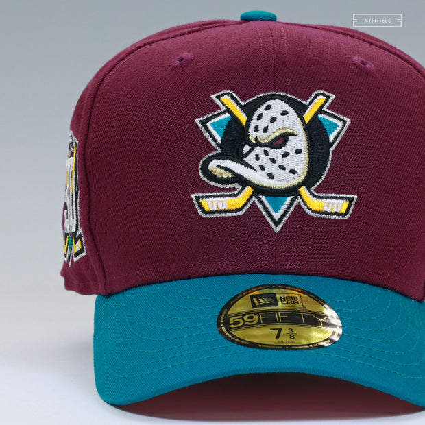 ANAHEIM MIGHTY DUCKS 30TH ANNIVERSARY JERSEY INSPIRED SHY PINK UV NEW ERA FITTED CAP