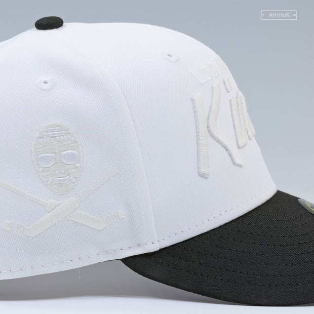 LOS ANGELES KINGS CROSSED HOCKEY STICKS GLOW IN THE DARK GLACIAL WHITE NEW ERA FITTED CAP
