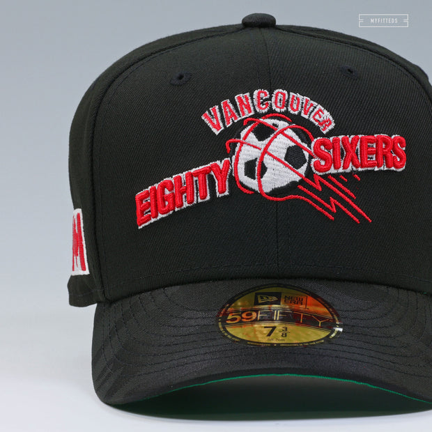VANCOUVER EIGHTY SIXERS RETRO MLS JET BLACK RADIANT RED NEW ERA FITTED CAP