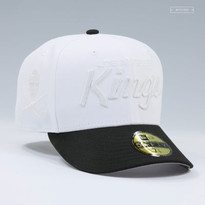 LOS ANGELES KINGS CROSSED HOCKEY STICKS GLOW IN THE DARK GLACIAL WHITE NEW ERA FITTED CAP