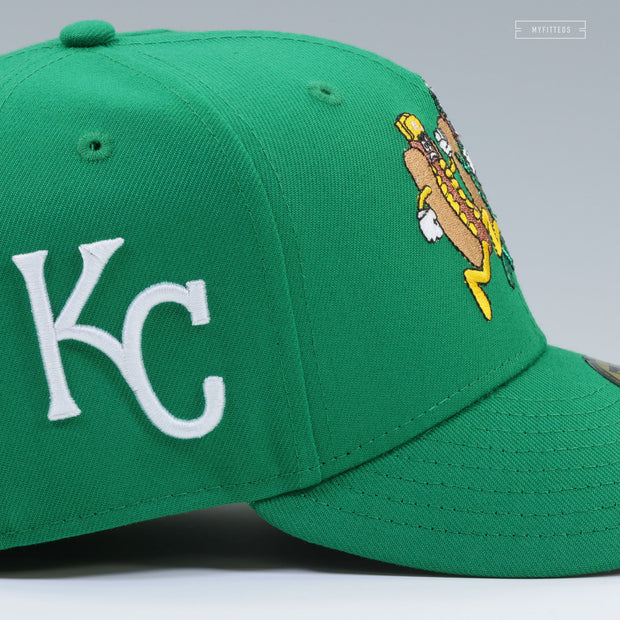 KANSAS CITY ROYALS KAUFFMAN STADIUM HOT DOG DERBY RELISH NEW ERA FITTED CAP