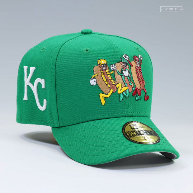 KANSAS CITY ROYALS KAUFFMAN STADIUM HOT DOG DERBY RELISH NEW ERA FITTED CAP