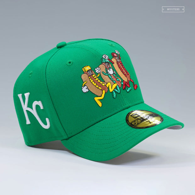 KANSAS CITY ROYALS KAUFFMAN STADIUM HOT DOG DERBY RELISH NEW ERA FITTED CAP