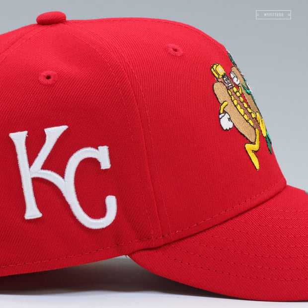 KANSAS CITY ROYALS KAUFFMAN STADIUM HOT DOG DERBY KETCHUP NEW ERA FITTED CAP
