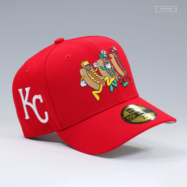 KANSAS CITY ROYALS KAUFFMAN STADIUM HOT DOG DERBY KETCHUP NEW ERA FITTED CAP