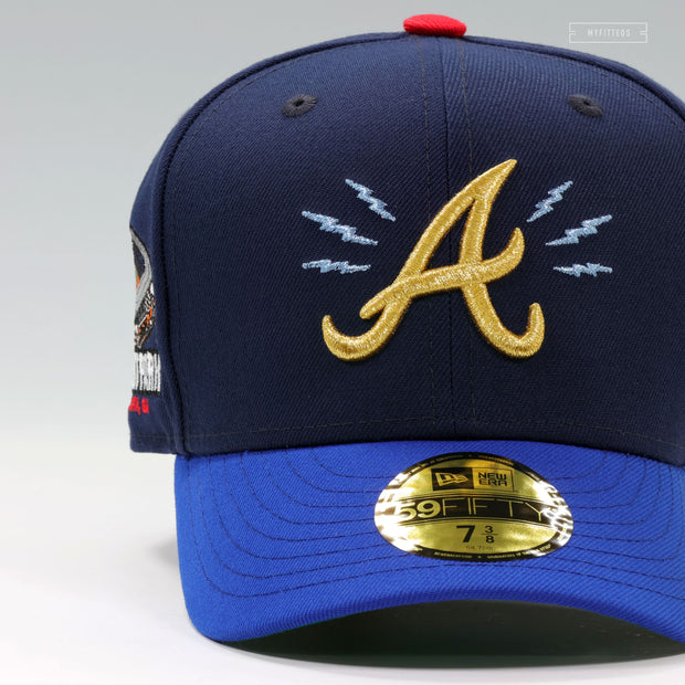 ATLANTA BRAVES BOLTS AND THUNDER TRUIST PARK NIGHTSHADE GOLDEN METALLIC NEW ERA CAP