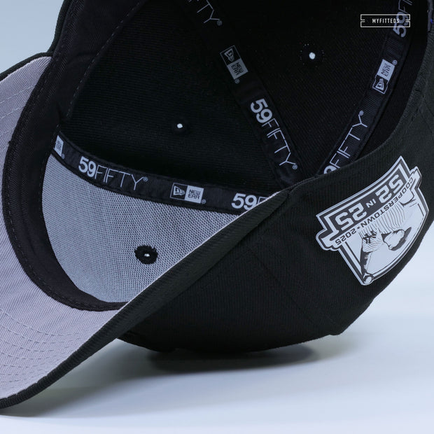 NEW YORK YANKEES CC SABATHIA 52 IN 25 COOPERSTOWN 2025 HOF TRIPLE BLACK NEW ERA FITTED CAP