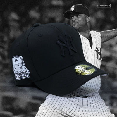 NEW YORK YANKEES CC SABATHIA 52 IN 25 COOPERSTOWN 2025 HOF TRIPLE BLACK NEW ERA FITTED CAP