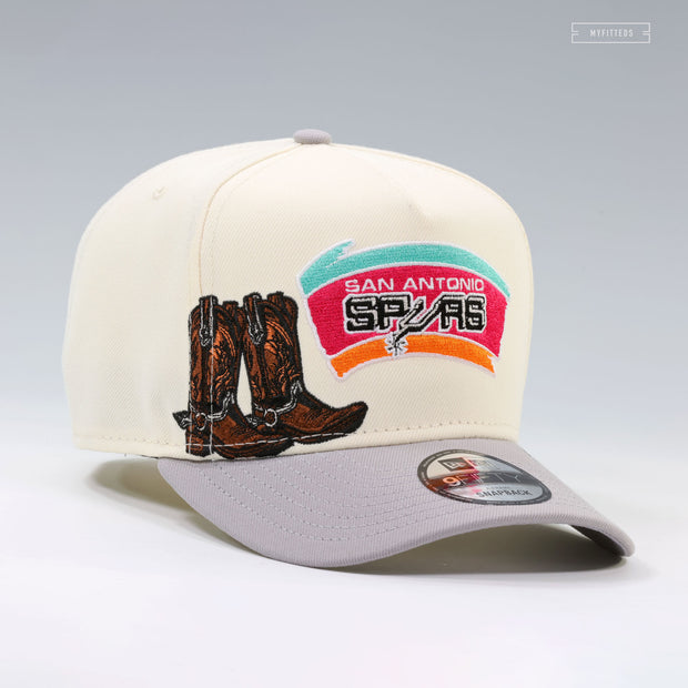 SAN ANTONIO SPURS COWBOY BOOTS OFF WHITE 9FIFTY A-FRAME NEW ERA SNAPBACK HAT