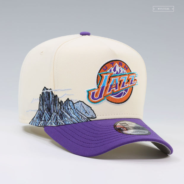 UTAH JAZZ NBA HARDWOOD CLASSICS OFF WHITE 9FIFTY A-FRAME NEW ERA SNAPBACK HAT