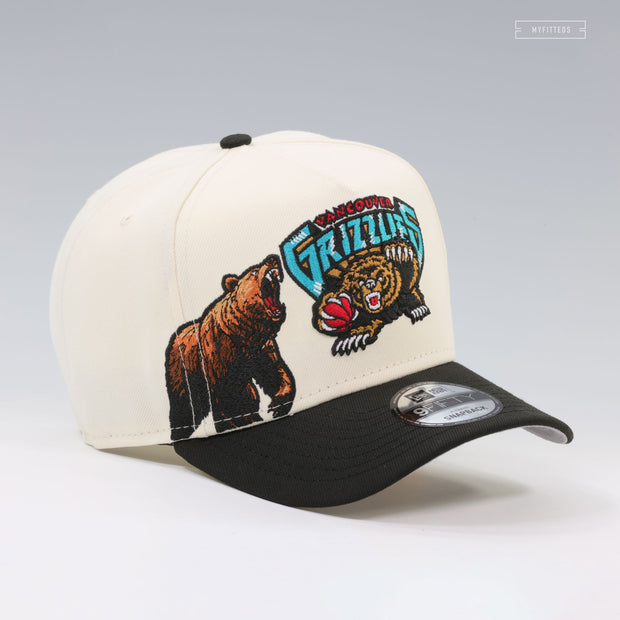 VANCOUVER GRIZZLIES GROWLING GRIZZLY OFF WHITE 9FIFTY A-FRAME NEW ERA SNAPBACK