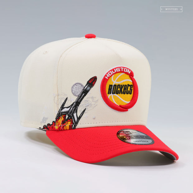 HOUSTON ROCKETS NBA HARDWOOD CLASSICS OFF WHITE 9FIFTY A-FRAME NEW ERA SNAPBACK