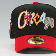 CHICAGO BULLS GRAFFITI 2 TONE JET BLACK SCARLET NEW ERA FITTED CAP