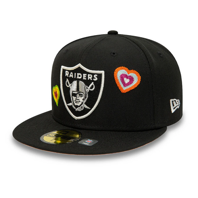 LAS VEGAS RAIDERS "CHAIN STITCH HEART" NEW ERA FITTED CAP